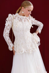 Elizabeth Butterfly Embroidered Lace Maxi Dress