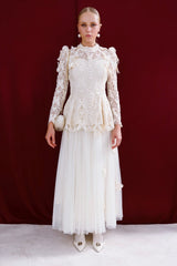 Elizabeth Butterfly Embroidered Lace Maxi Dress