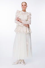 Elizabeth Butterfly Embroidered Lace Maxi Dress