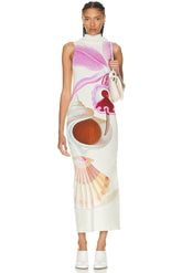 Tara Printed Turtleneck Maxi Tank Dress-Sunfere