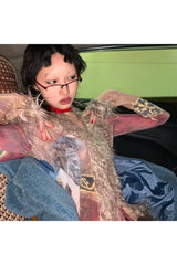 Grunge-Hemd mit unregelmäßigem Quasten-Mesh