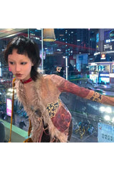 Grunge-Hemd mit unregelmäßigem Quasten-Mesh