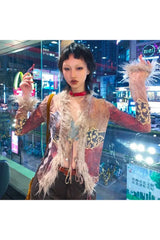 Grunge-Hemd mit unregelmäßigem Quasten-Mesh