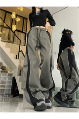 Techwear Contrast Wide-Leg Pants