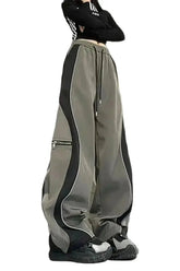 Techwear Contrast Wide-Leg Pants