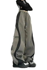 Techwear Contrast Wide-Leg Pants