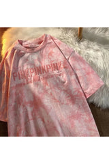 Tie-dye Embroidery Letter T-shirt