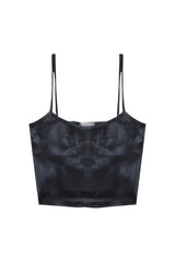 Langärmliges T-Shirt aus Netzstoff mit Batikmuster