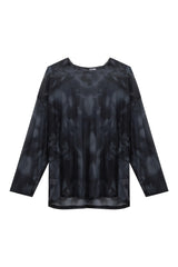 Langärmliges T-Shirt aus Netzstoff mit Batikmuster