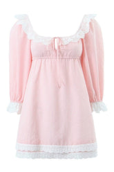 Tie-Neck Plaid Mini Dress