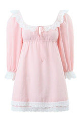 Mini-robe à carreaux avec col noué