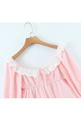 Mini-robe à carreaux avec col noué