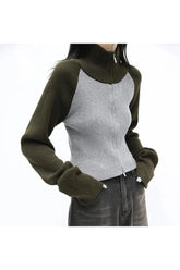 Two-Tone Street Zip-Up Sweater