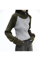 Two-Tone Street Zip-Up Sweater