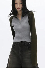 Two-Tone Street Zip-Up Sweater