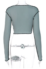 Crop Top mit V-Ausschnitt und Patchwork