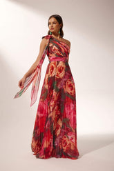 Valerie Pleated One-shoulder Maxi Dress-Sunfere