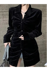 Velvet Pleated Blouse