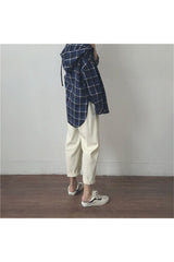 Herbst Vintage Ästhetische Baumwolle Weiße Lockere Jeans