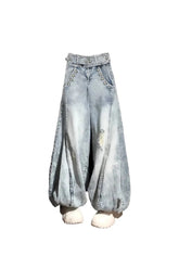 Vintage-Ballon-Jeans mit weitem Bein