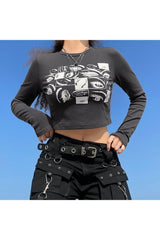 Vintage Eyes Print y2k crop top