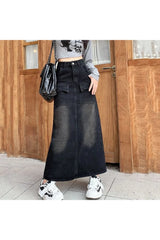 Vintage High Waist Denim Skirt