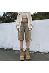 Vintage Hole Denim Shorts