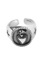 Bague vintage en argent avec cœur creux