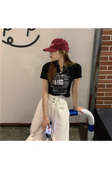 Crop Top mit Vintage-Buchstaben-Print