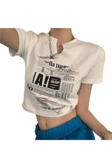Crop Top mit Vintage-Buchstaben-Print
