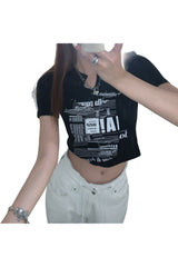 Crop Top mit Vintage-Buchstaben-Print