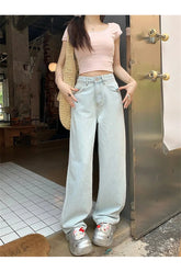 Fall Vintage Light Wash Wide-Leg Jeans