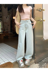 Fall Vintage Light Wash Wide-Leg Jeans