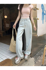 Fall Vintage Light Wash Wide-Leg Jeans