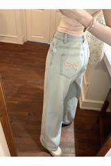 Fall Vintage Light Wash Wide-Leg Jeans