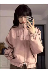 Veste en daim rose vintage d'automne