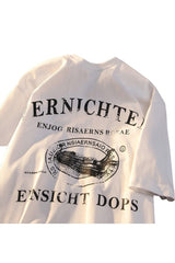 Vintage Ship Print Casual T-shirt