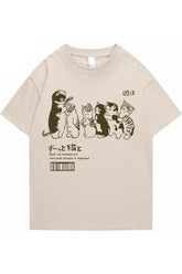 Vintage-T-Shirt mit Kawaii-Katzen-Print