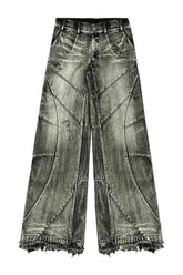 Fall Vintage Washed Patchwork Jeans