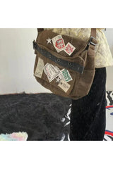 Sac messager vintage en toile pour femme, style années 2000
