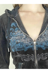 Fall Vintage Y2K Slim Graphic Hoodie