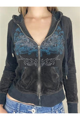 Fall Vintage Y2K Slim Graphic Hoodie