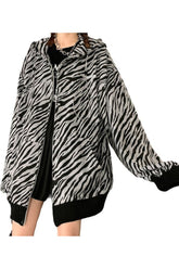 Fall Vintage Zebra-printed Loose Hoodie