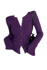 Cardigan col V violet d'automne