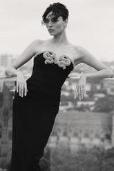 Virginia Crystal Embellished Strapless Polyester Maxi Dress-Sunfere