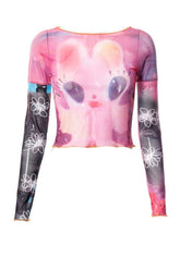 Weirdcore – Langärmliges Crop-T-Shirt