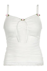 White Bow Lace Camis Top