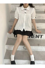 White Lace Peter Pan Blouse