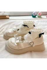 Chaussures Lolita blanches en forme de cœur