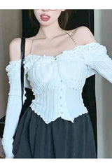 White Ruffle Kawaii Blouse